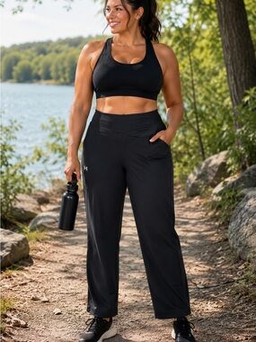 Under Armour Women’s Black Athletic Pants Size 16 Ankle Zip Straight Leg